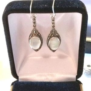 Beautiful Sterling Silver and Mother of Pearl Dangle Earrings